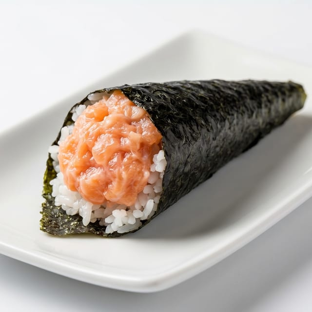 Spicy Salmon Hand Roll.