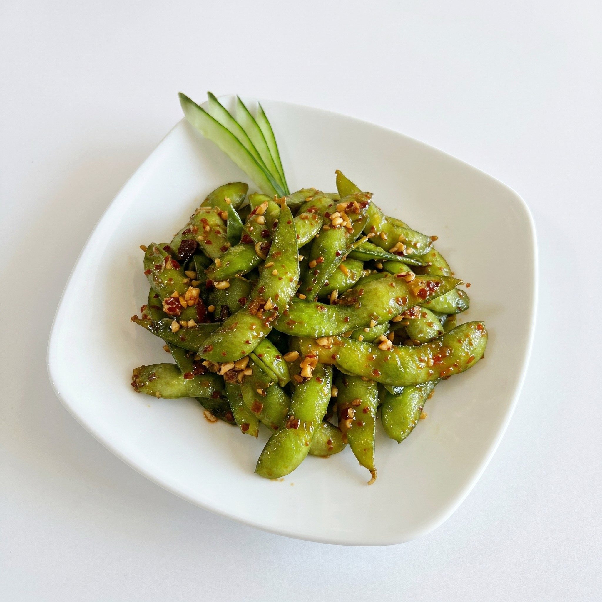 Spicy Garlic Edamame.