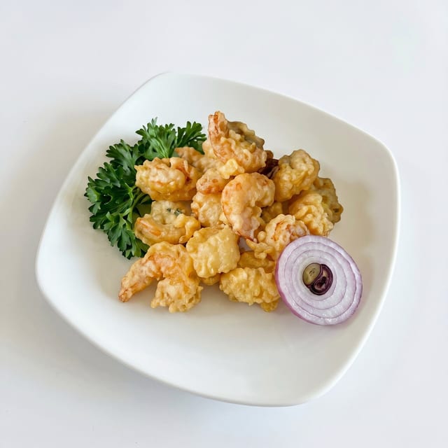 Popcorn Shrimp Tempura.